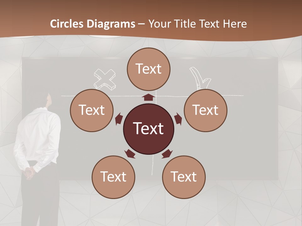 A Man Standing In Front Of A Blackboard With Arrows Drawn On It PowerPoint Template