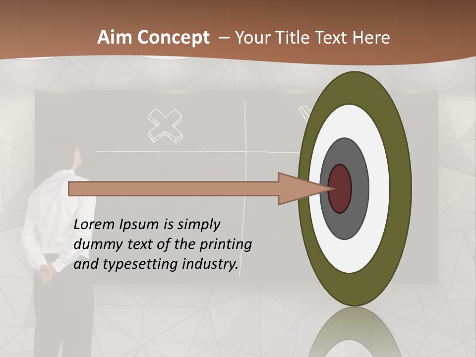 A Man Standing In Front Of A Blackboard With Arrows Drawn On It PowerPoint Template