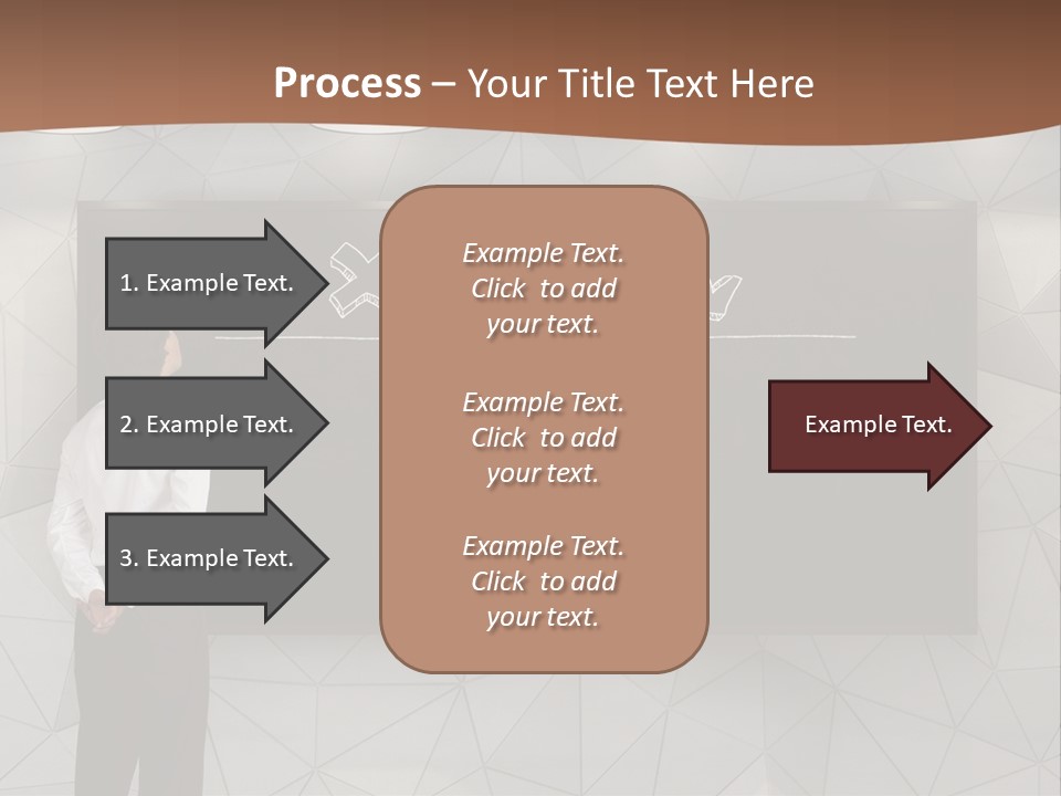 A Man Standing In Front Of A Blackboard With Arrows Drawn On It PowerPoint Template
