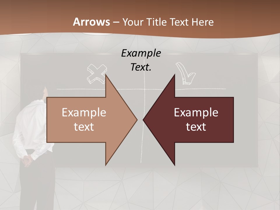 A Man Standing In Front Of A Blackboard With Arrows Drawn On It PowerPoint Template