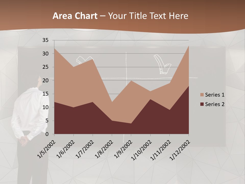 A Man Standing In Front Of A Blackboard With Arrows Drawn On It PowerPoint Template