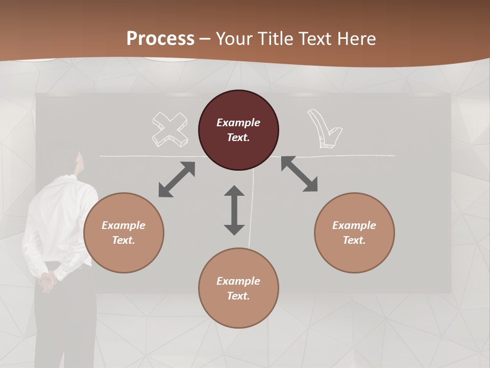A Man Standing In Front Of A Blackboard With Arrows Drawn On It PowerPoint Template