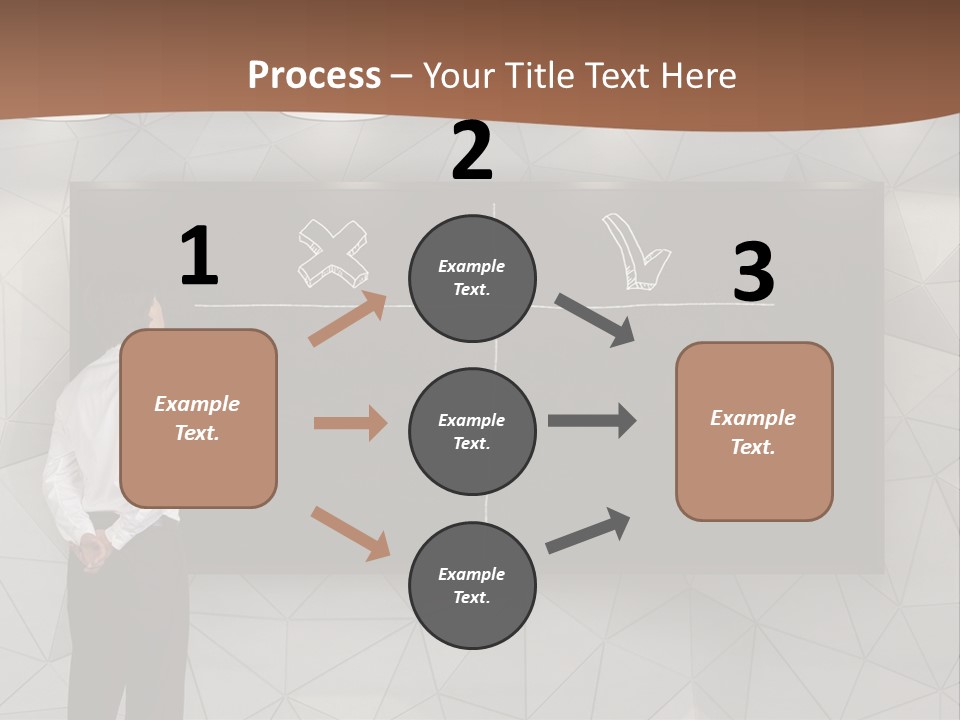 A Man Standing In Front Of A Blackboard With Arrows Drawn On It PowerPoint Template