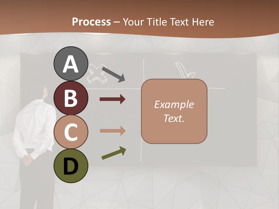 A Man Standing In Front Of A Blackboard With Arrows Drawn On It PowerPoint Template