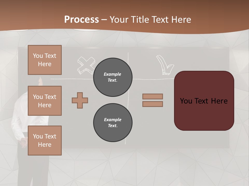 A Man Standing In Front Of A Blackboard With Arrows Drawn On It PowerPoint Template