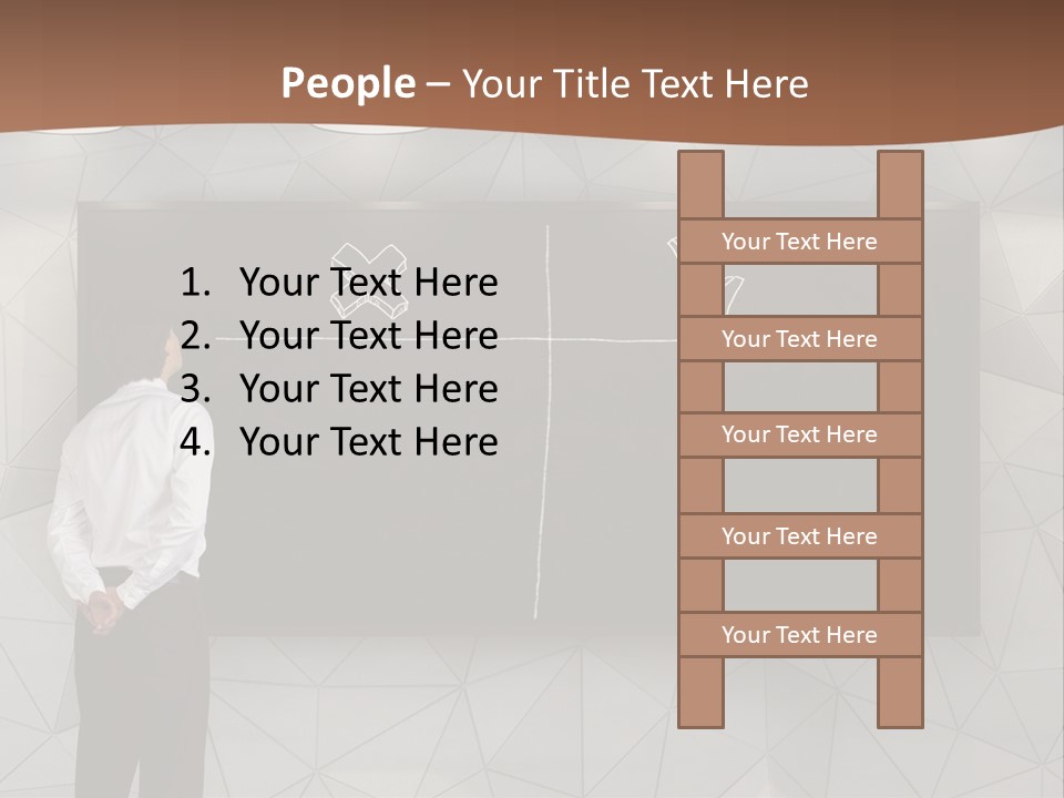 A Man Standing In Front Of A Blackboard With Arrows Drawn On It PowerPoint Template