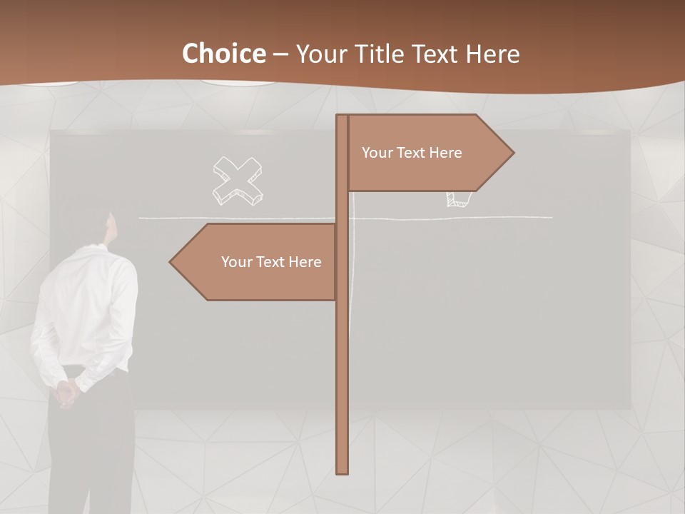 A Man Standing In Front Of A Blackboard With Arrows Drawn On It PowerPoint Template
