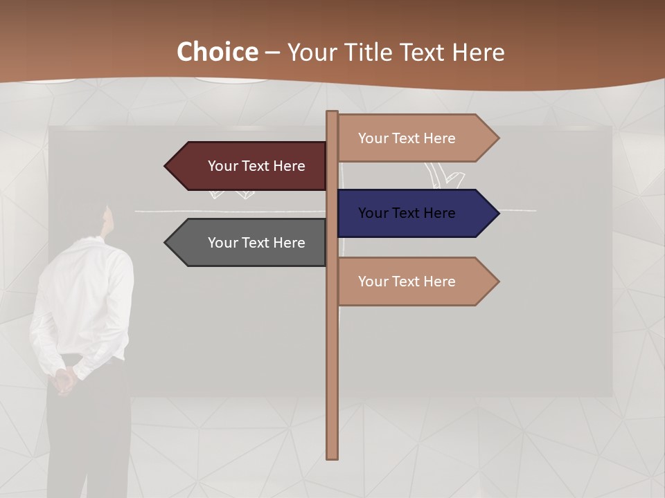 A Man Standing In Front Of A Blackboard With Arrows Drawn On It PowerPoint Template