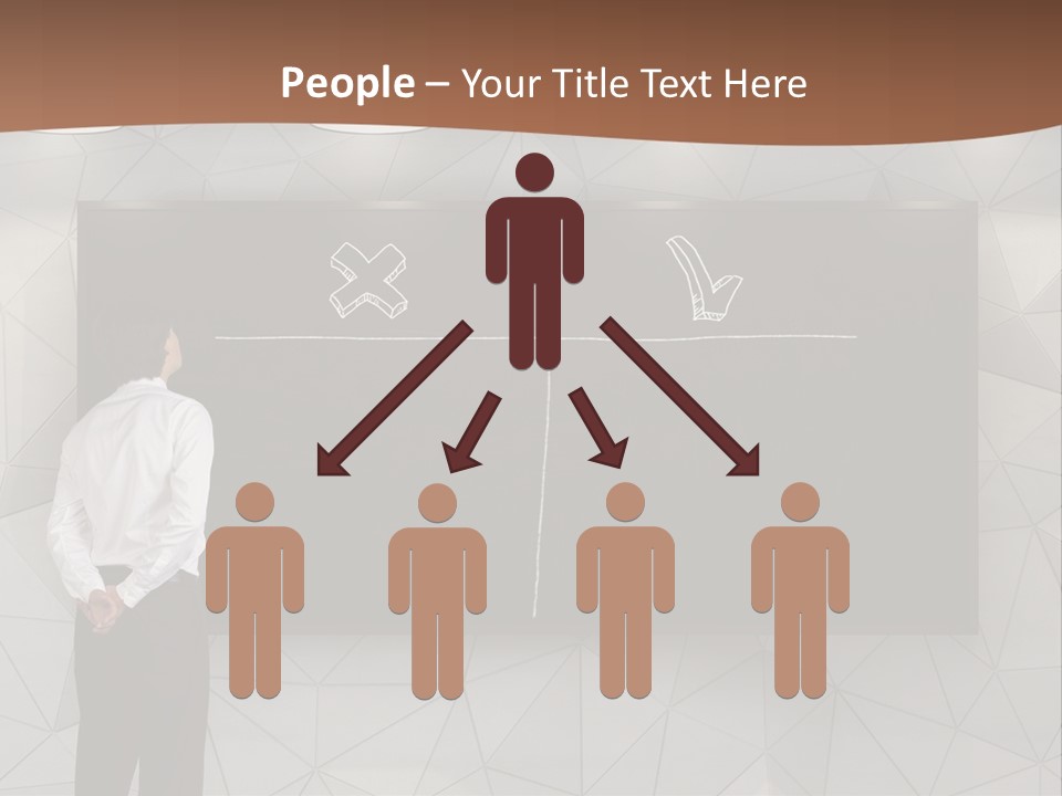 A Man Standing In Front Of A Blackboard With Arrows Drawn On It PowerPoint Template