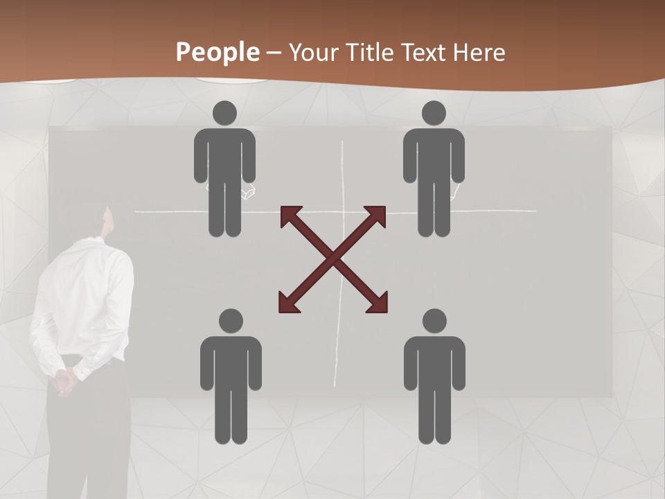 A Man Standing In Front Of A Blackboard With Arrows Drawn On It PowerPoint Template