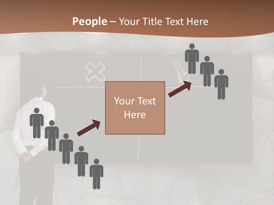 A Man Standing In Front Of A Blackboard With Arrows Drawn On It PowerPoint Template