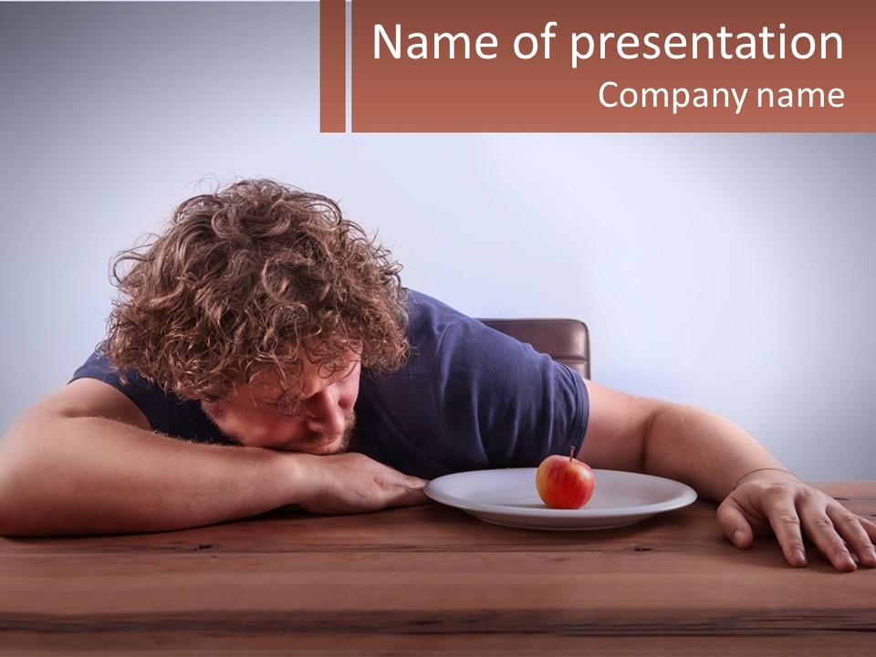 A Man Leaning Over A Table With A Plate Of Food On It PowerPoint Template