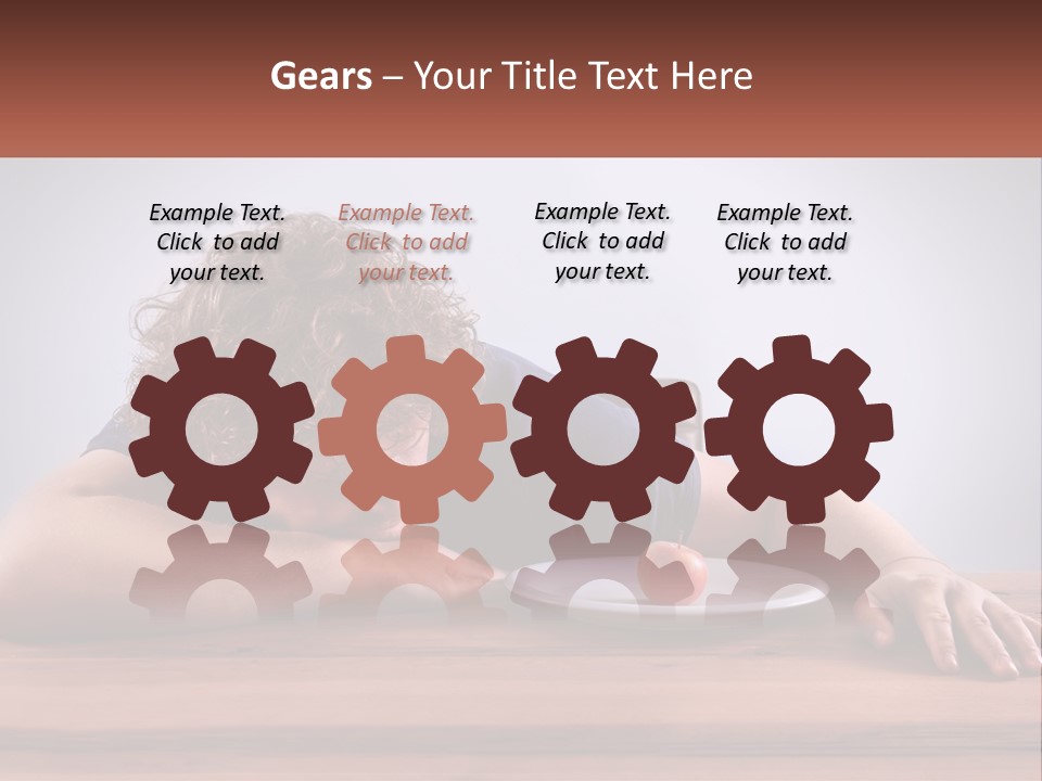 A Man Leaning Over A Table With A Plate Of Food On It PowerPoint Template