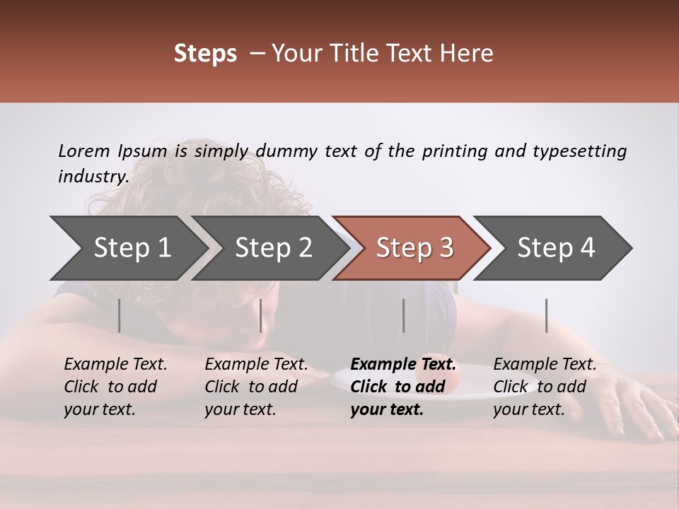 A Man Leaning Over A Table With A Plate Of Food On It PowerPoint Template