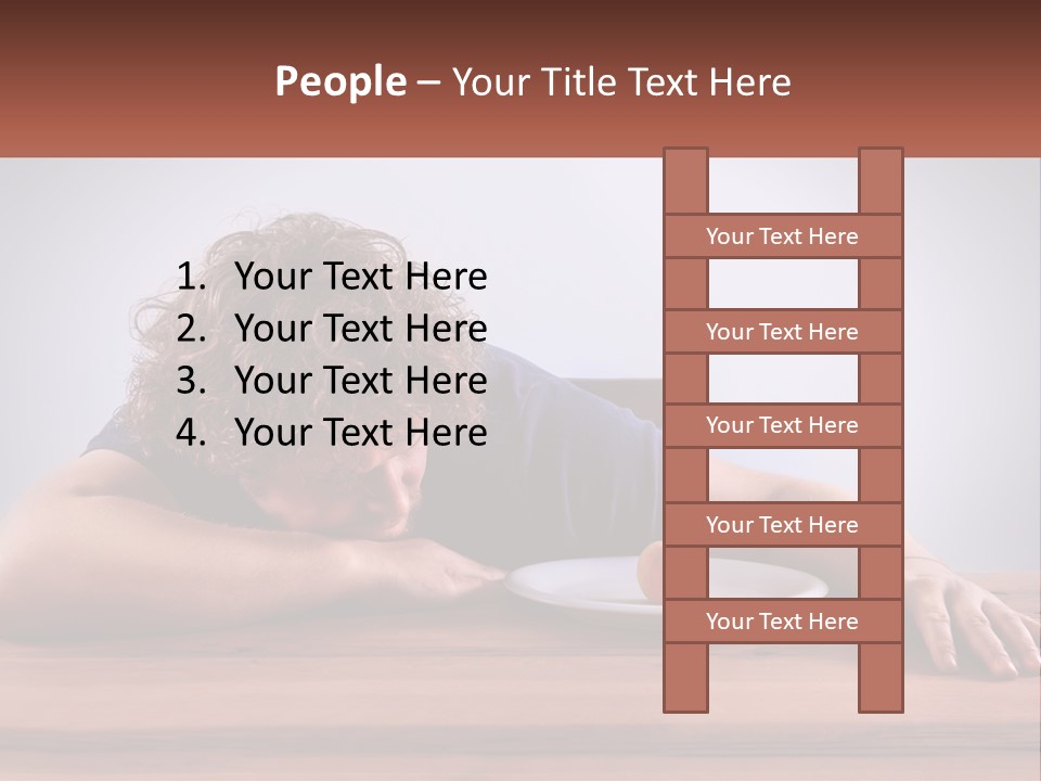 A Man Leaning Over A Table With A Plate Of Food On It PowerPoint Template