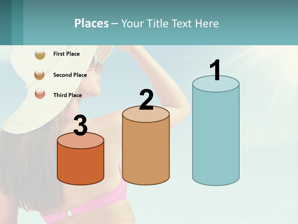 A Woman In A Hat Is Standing On The Beach PowerPoint Template