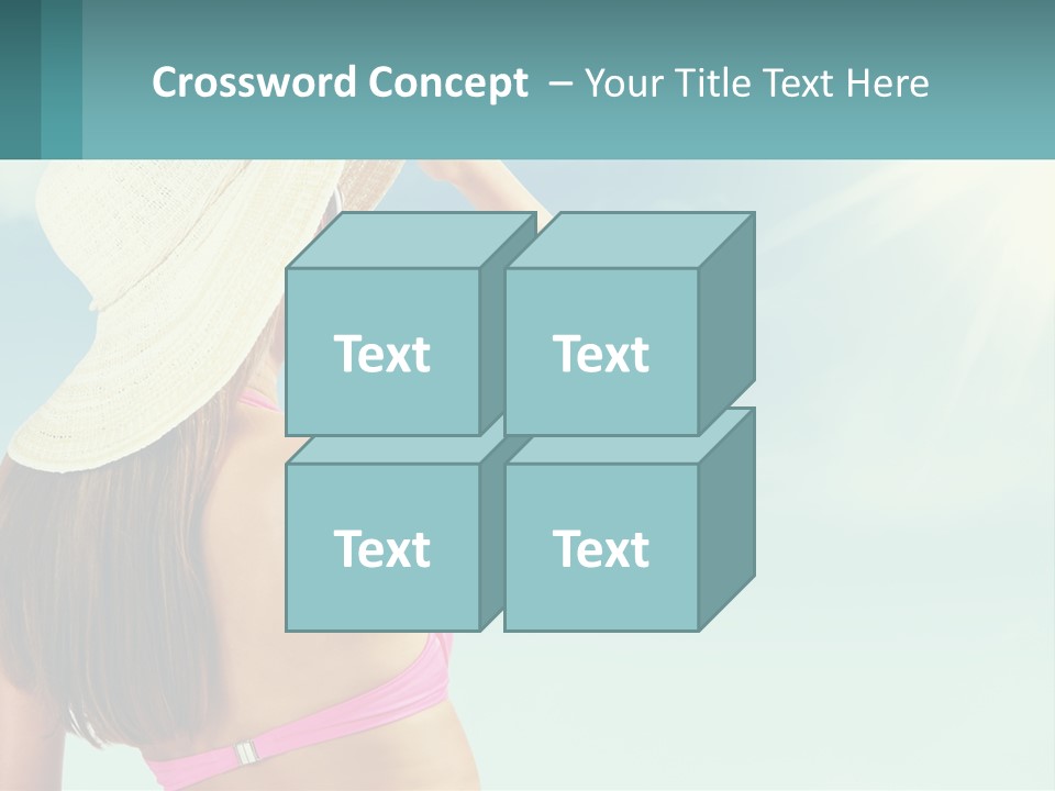 A Woman In A Hat Is Standing On The Beach PowerPoint Template