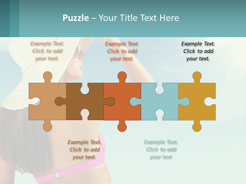 A Woman In A Hat Is Standing On The Beach PowerPoint Template