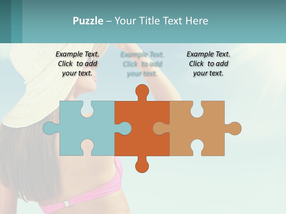 A Woman In A Hat Is Standing On The Beach PowerPoint Template