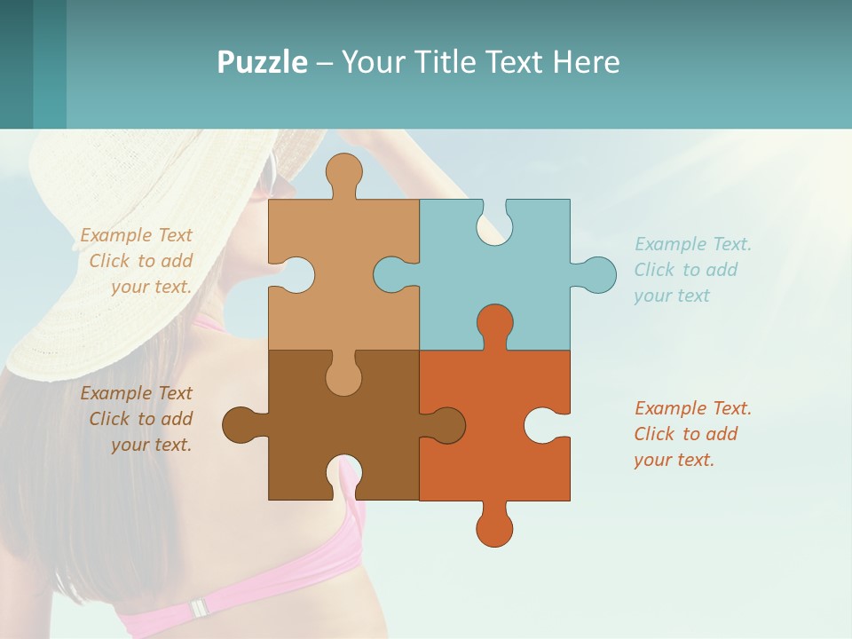 A Woman In A Hat Is Standing On The Beach PowerPoint Template