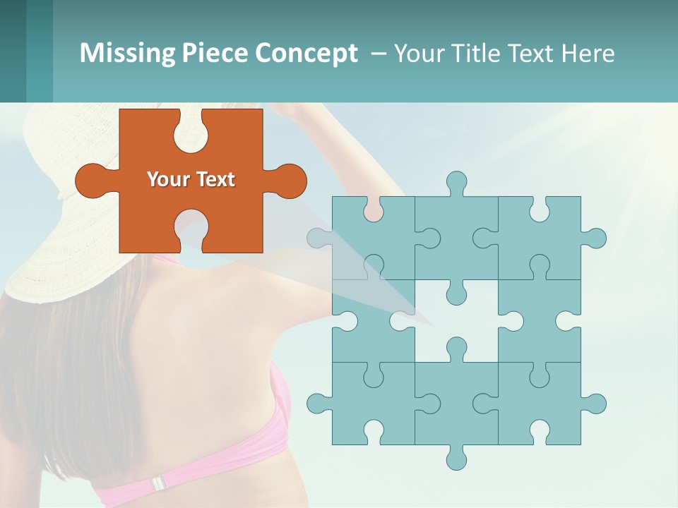 A Woman In A Hat Is Standing On The Beach PowerPoint Template