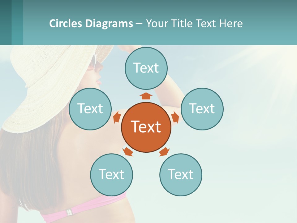 A Woman In A Hat Is Standing On The Beach PowerPoint Template