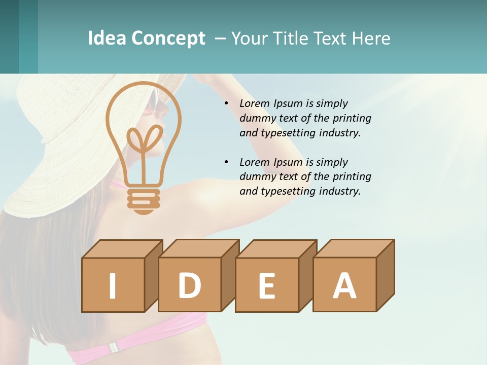 A Woman In A Hat Is Standing On The Beach PowerPoint Template