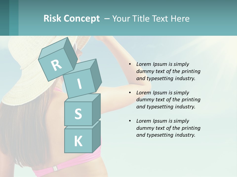 A Woman In A Hat Is Standing On The Beach PowerPoint Template