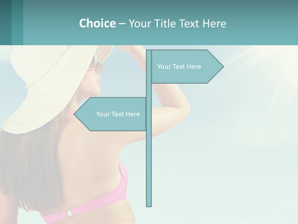 A Woman In A Hat Is Standing On The Beach PowerPoint Template