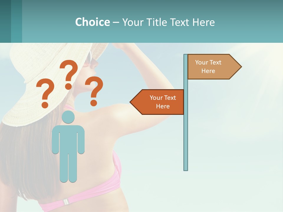 A Woman In A Hat Is Standing On The Beach PowerPoint Template