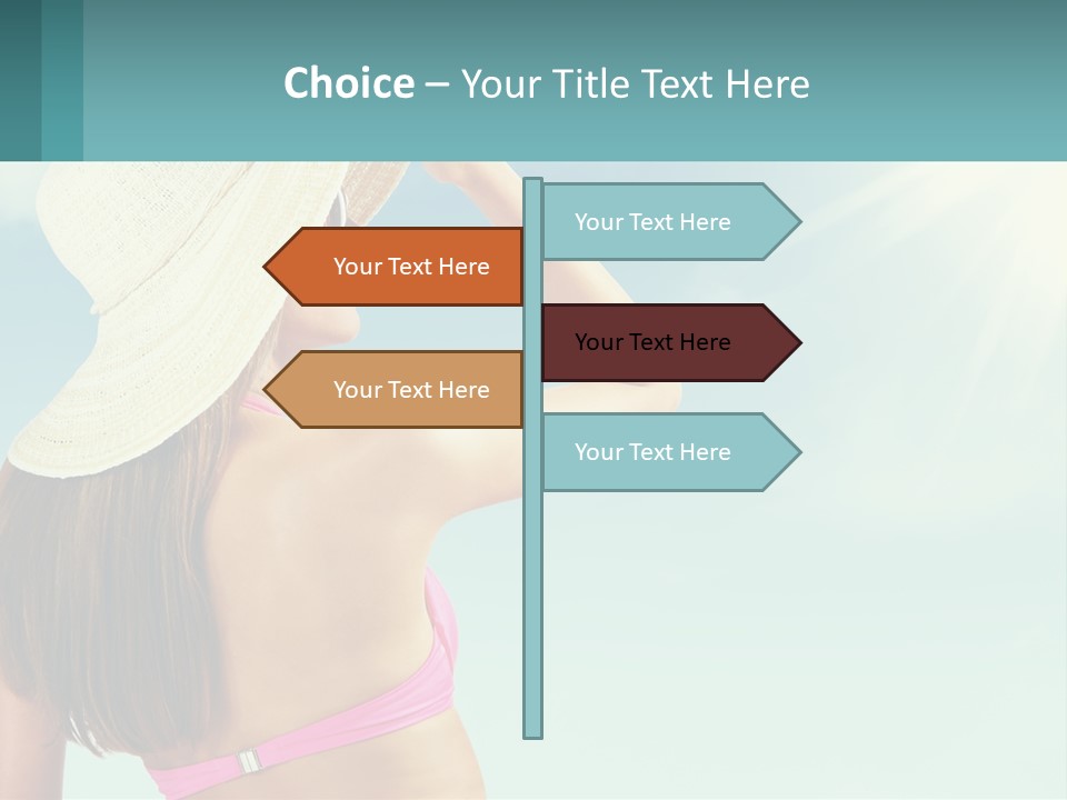 A Woman In A Hat Is Standing On The Beach PowerPoint Template