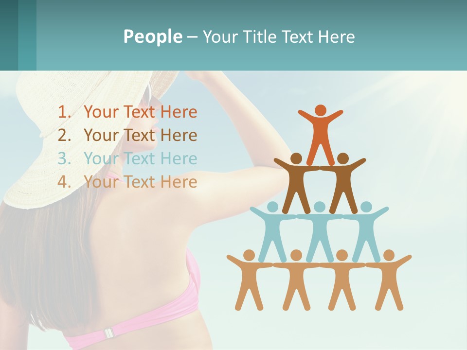 A Woman In A Hat Is Standing On The Beach PowerPoint Template