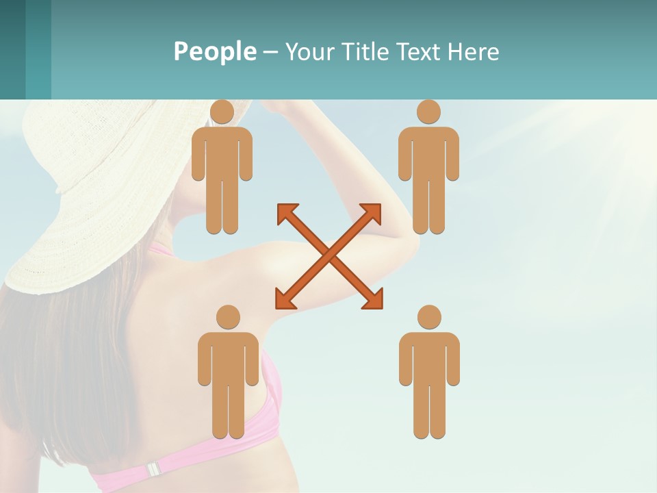 A Woman In A Hat Is Standing On The Beach PowerPoint Template