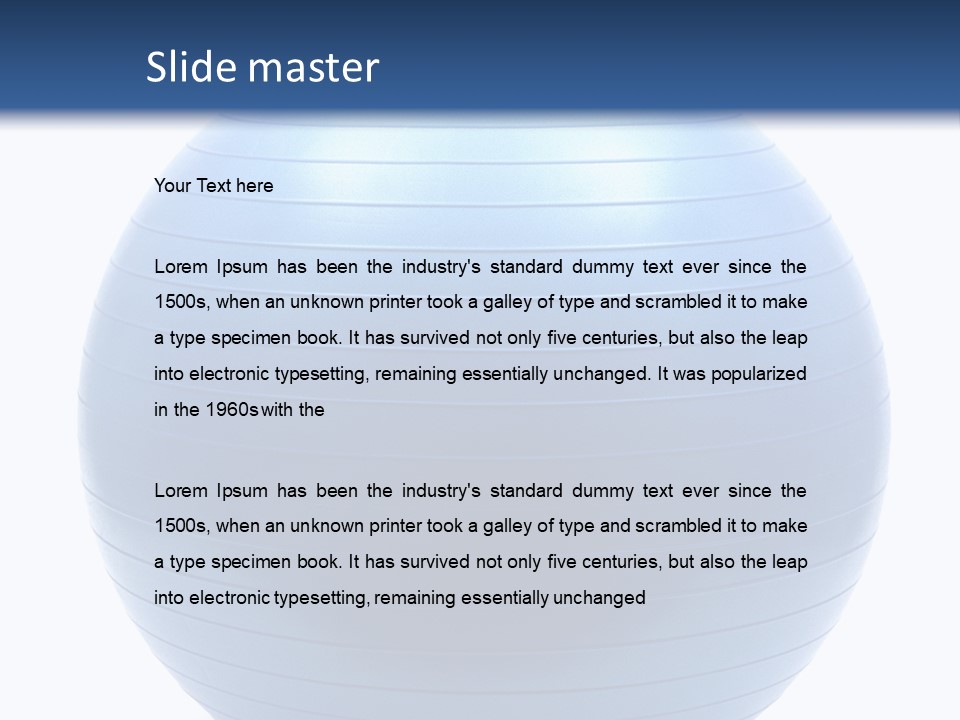 A Blue Exercise Ball On A White Background PowerPoint Template