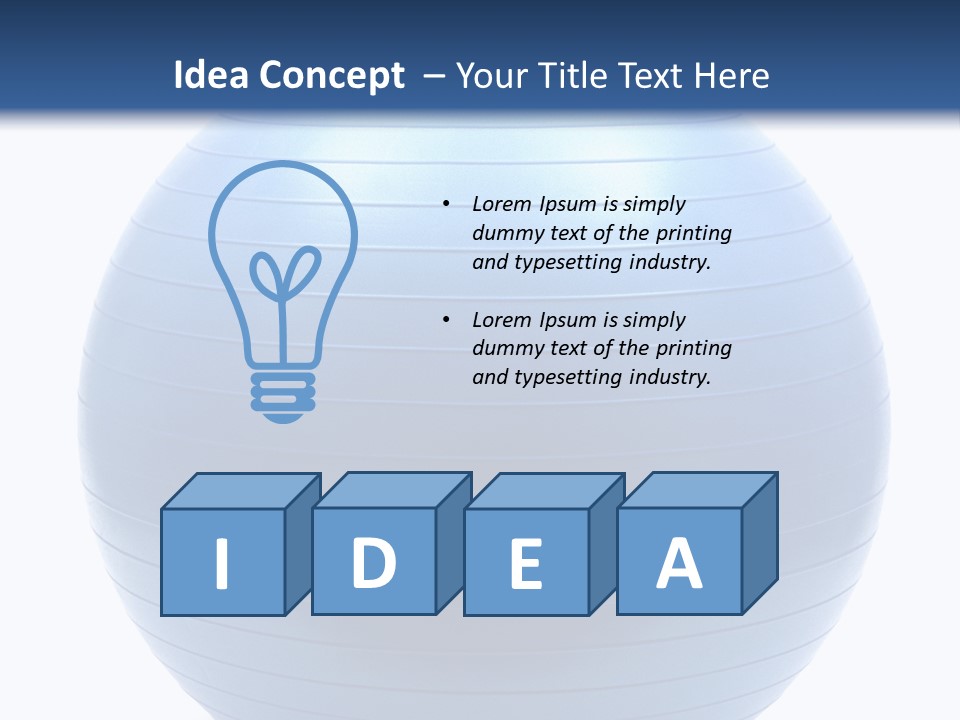 A Blue Exercise Ball On A White Background PowerPoint Template