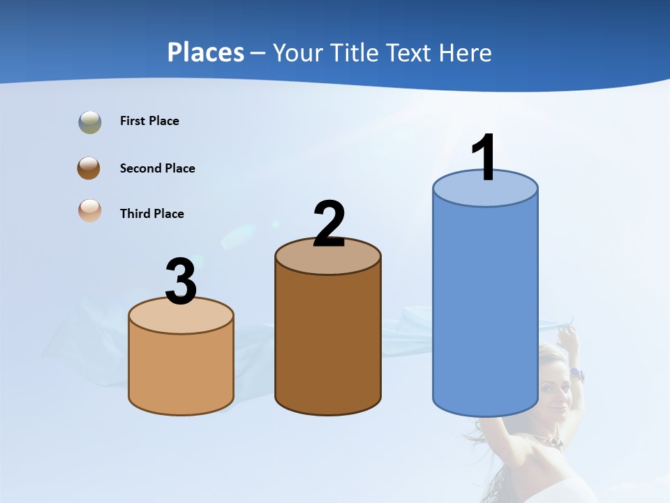 A Woman Holding A Blue Scarf In The Air PowerPoint Template