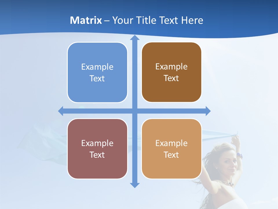 A Woman Holding A Blue Scarf In The Air PowerPoint Template