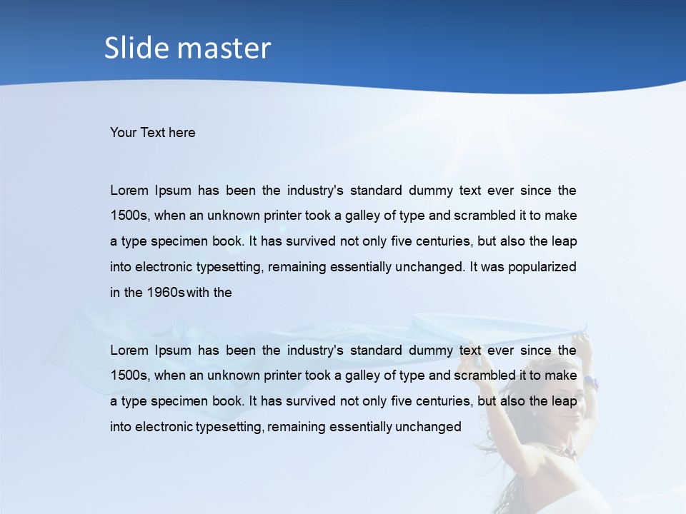 A Woman Holding A Blue Scarf In The Air PowerPoint Template