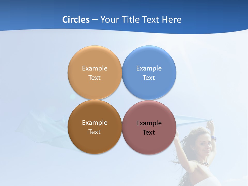 A Woman Holding A Blue Scarf In The Air PowerPoint Template