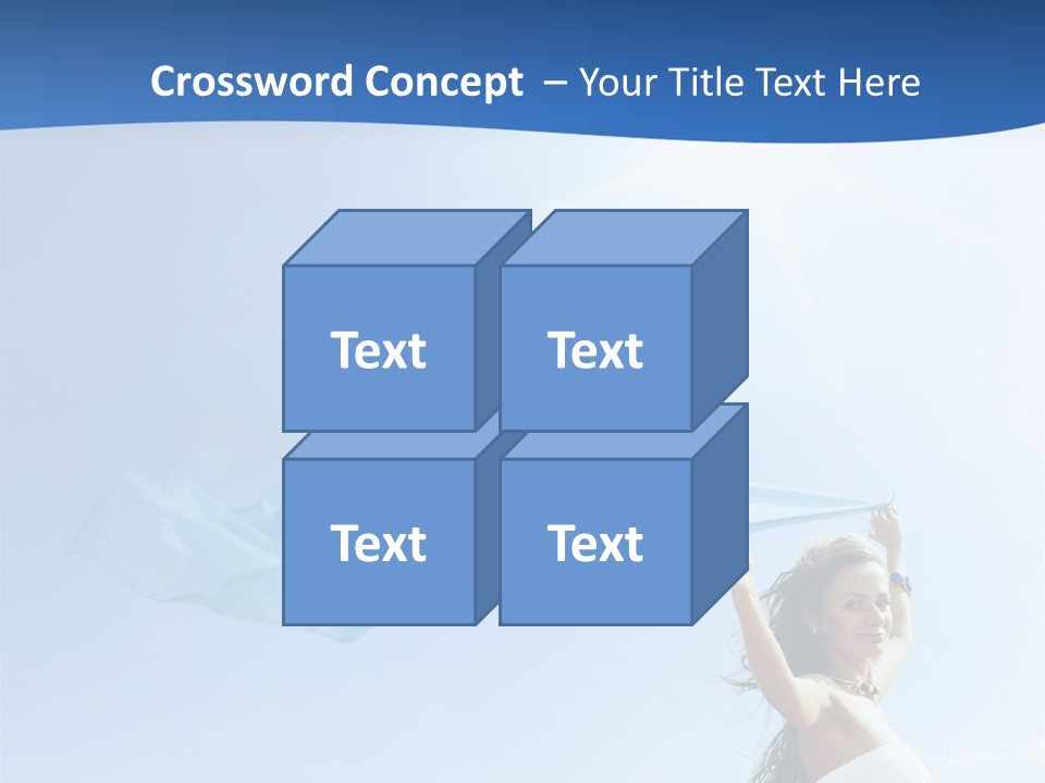 A Woman Holding A Blue Scarf In The Air PowerPoint Template