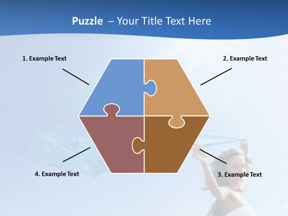 A Woman Holding A Blue Scarf In The Air PowerPoint Template