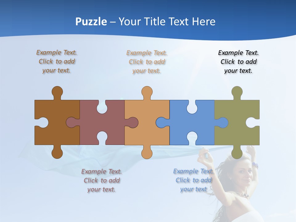 A Woman Holding A Blue Scarf In The Air PowerPoint Template