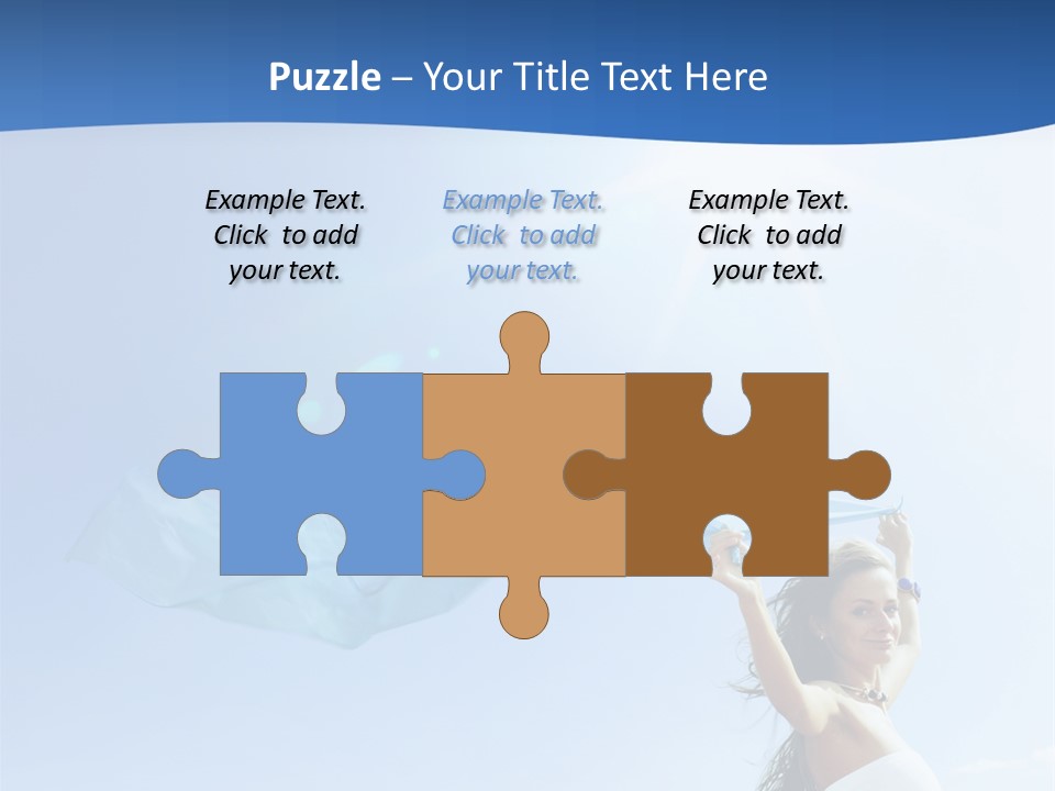 A Woman Holding A Blue Scarf In The Air PowerPoint Template