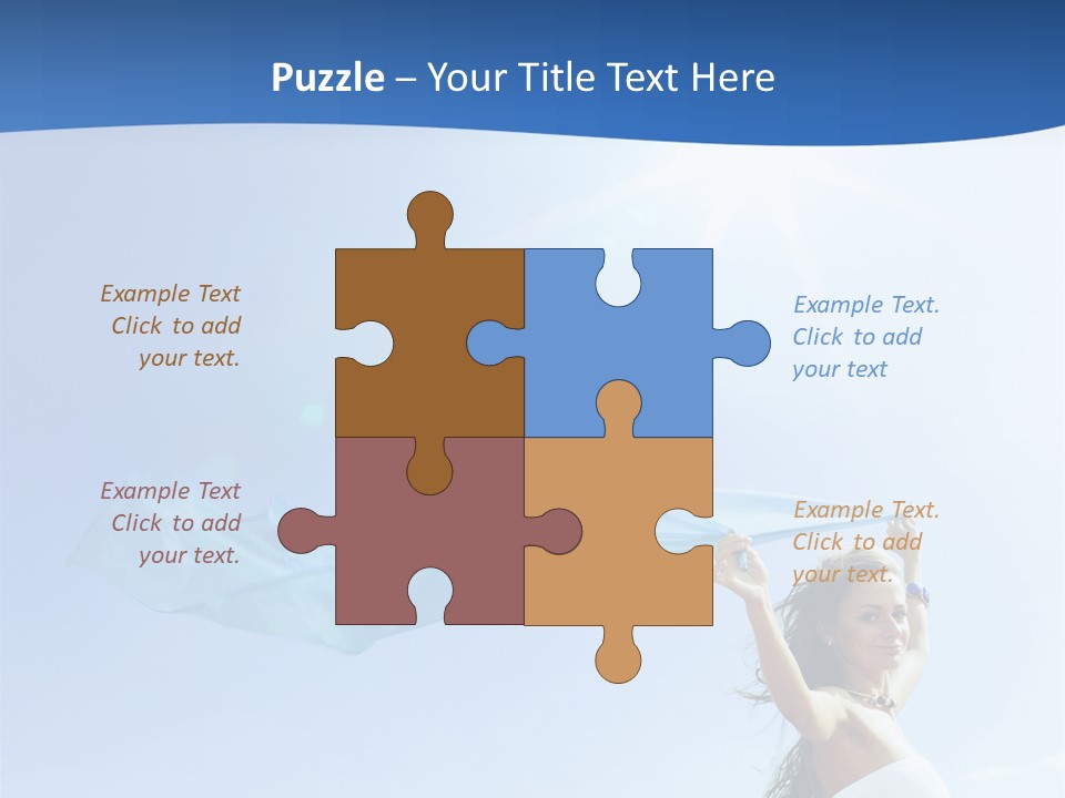 A Woman Holding A Blue Scarf In The Air PowerPoint Template