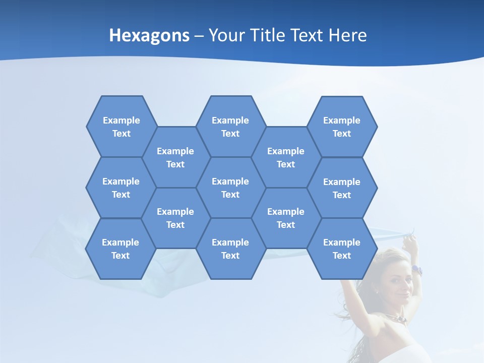 A Woman Holding A Blue Scarf In The Air PowerPoint Template