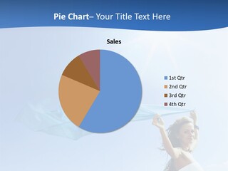 A Woman Holding A Blue Scarf In The Air PowerPoint Template