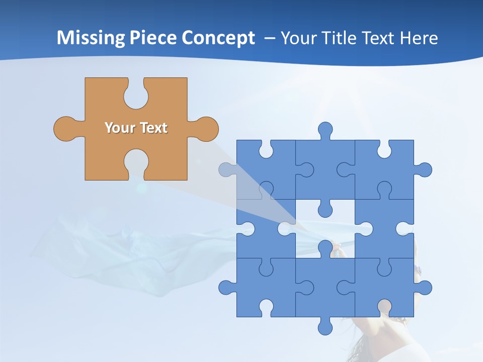 A Woman Holding A Blue Scarf In The Air PowerPoint Template