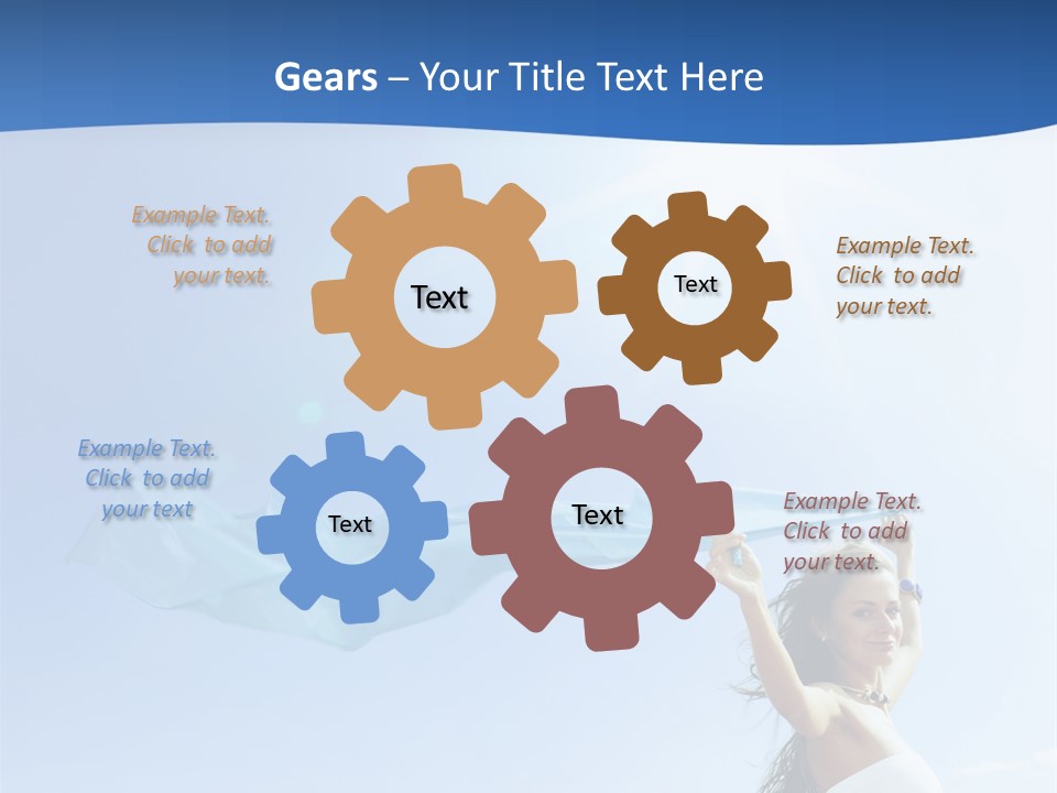 A Woman Holding A Blue Scarf In The Air PowerPoint Template