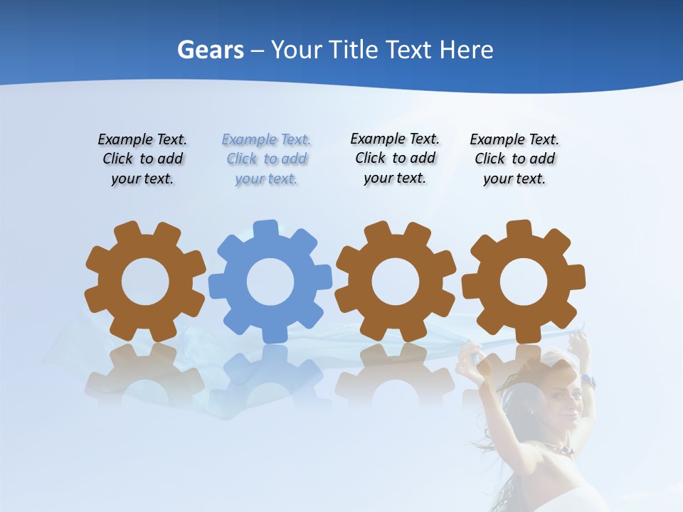 A Woman Holding A Blue Scarf In The Air PowerPoint Template