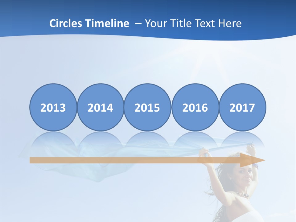 A Woman Holding A Blue Scarf In The Air PowerPoint Template